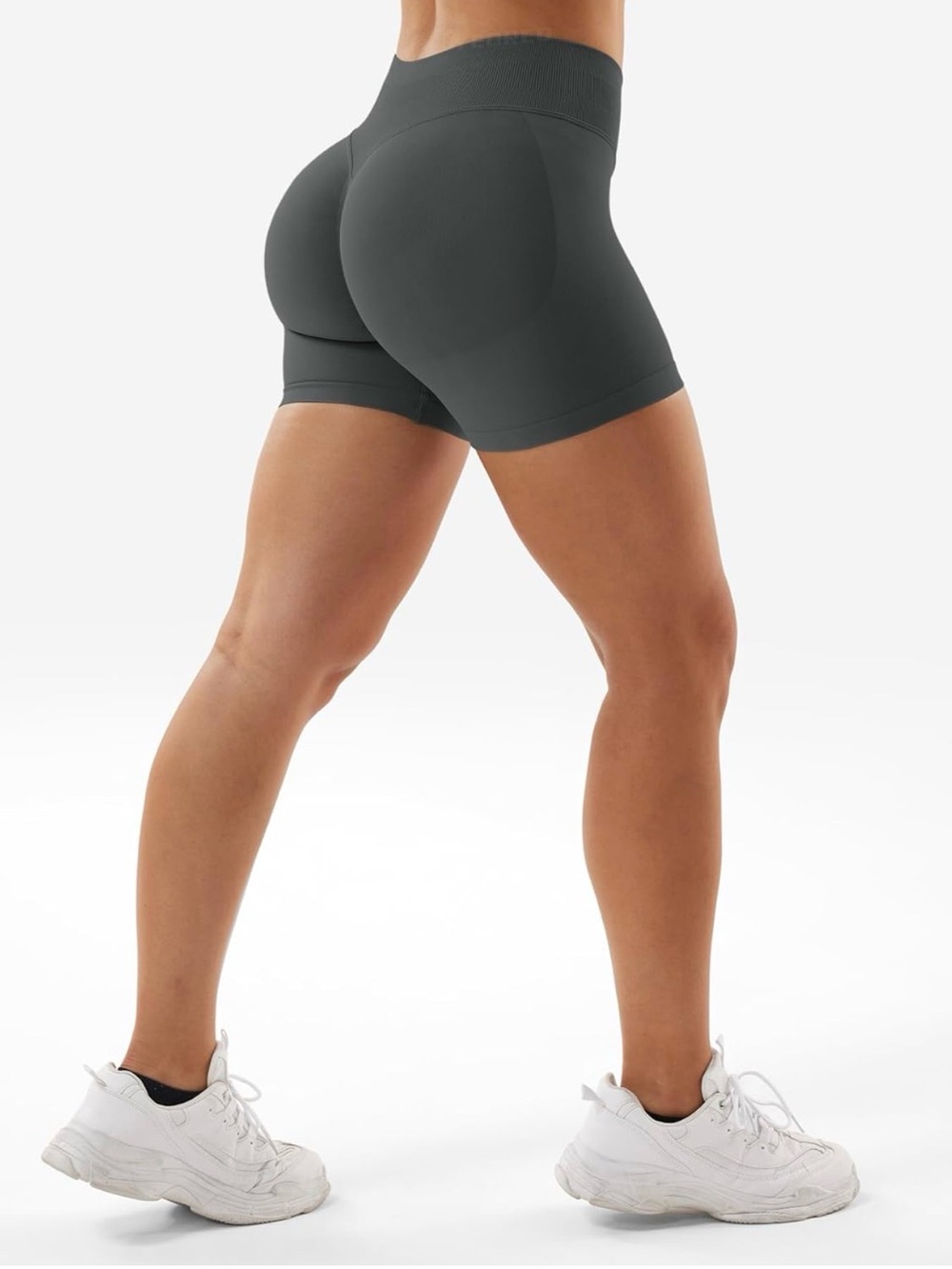 Gray Scrunch Butt High Waist Workout Shorts Booty Lift